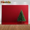 Mocsicka Christmas Photography Background Green Xmas Tree Red Wall Decoration Family Children Adult Photo Backdrop Studio Banner