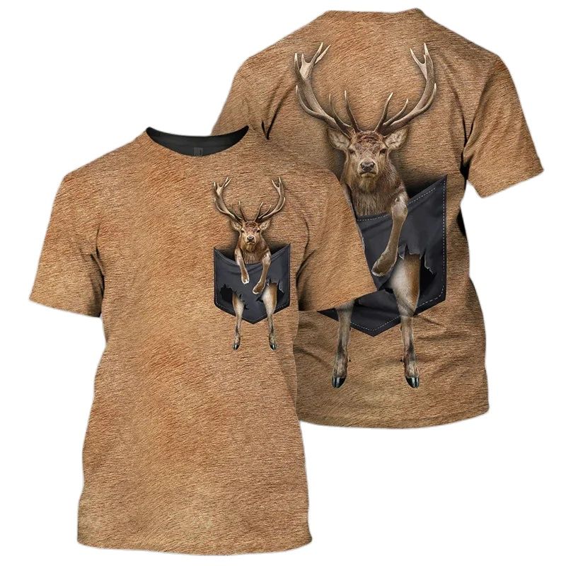 Summer Fashion Originality Funny Animal Graphic T-shirt For Men Trend Casual 3D Print Hip Hop Personality Street Round Neck Tees
