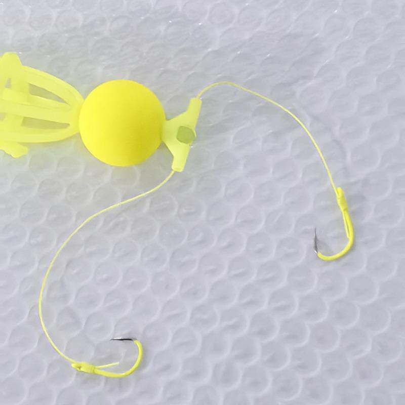 1PC Iseni Fluorescent Hook Flexible Bait Reverse Bottom Fishing Line Set Bait Cage Line Double Hook Return Bottom Buoyancy Ball Set