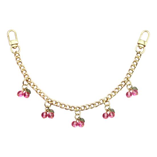 Rhinestone Cherry Bag Charm Cute Cherry Charm with Chain Sparkling Purse Charm for Women Handbag Clutch Tote Bag