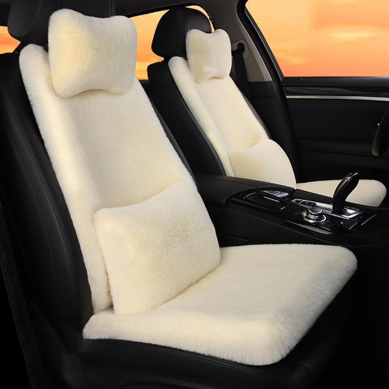 New Winter Car Plush Seat Cushion Heart Shaped Head Pillow Neck Pillow Waist Support Cushion Thickened Warm Universal Seat Cover