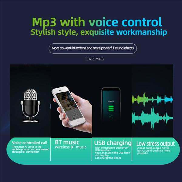Universal Bluetooth car MP3 player card machine voice control