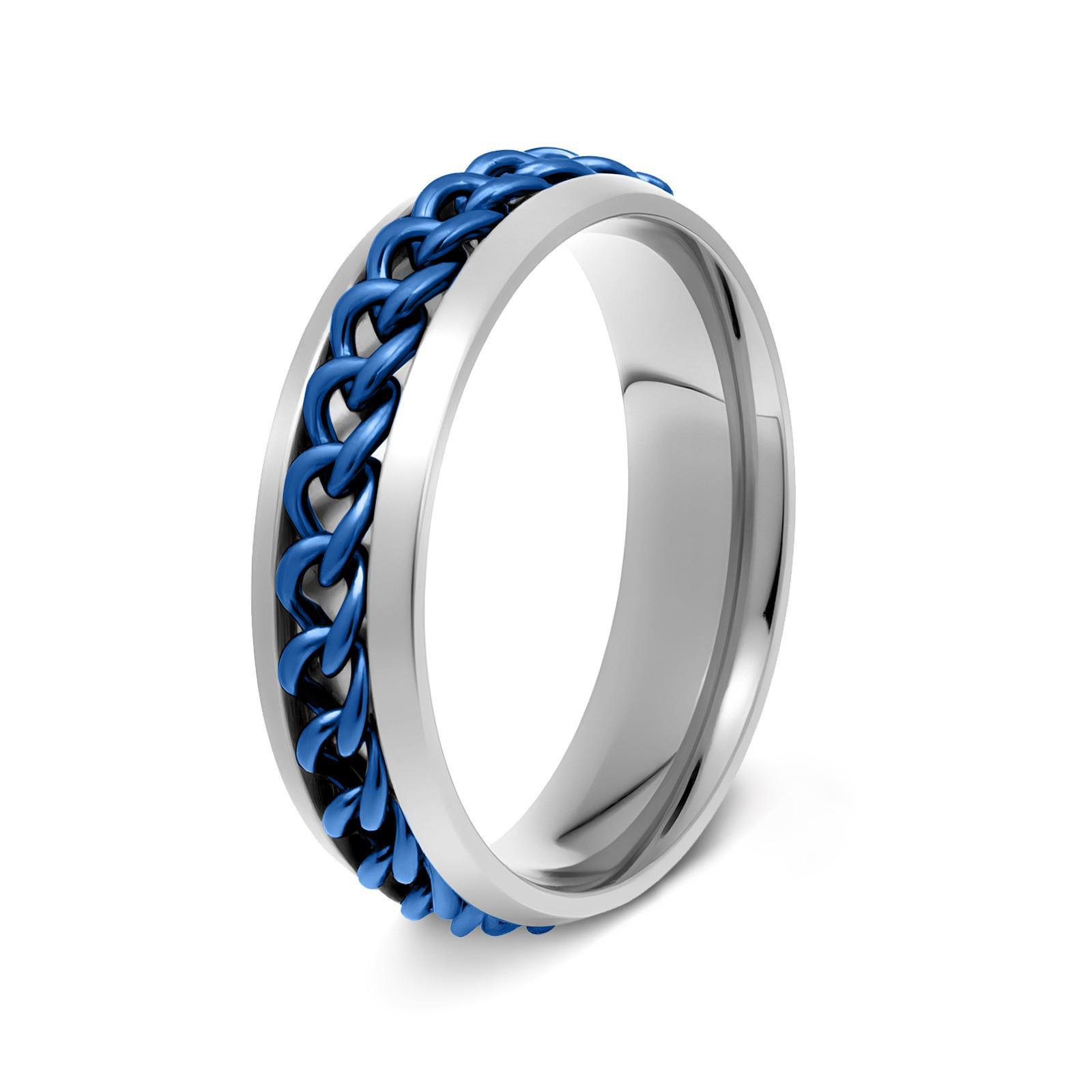 Cross-Border Decompression Rotatable Titanium Steel Women s Ring Size 11