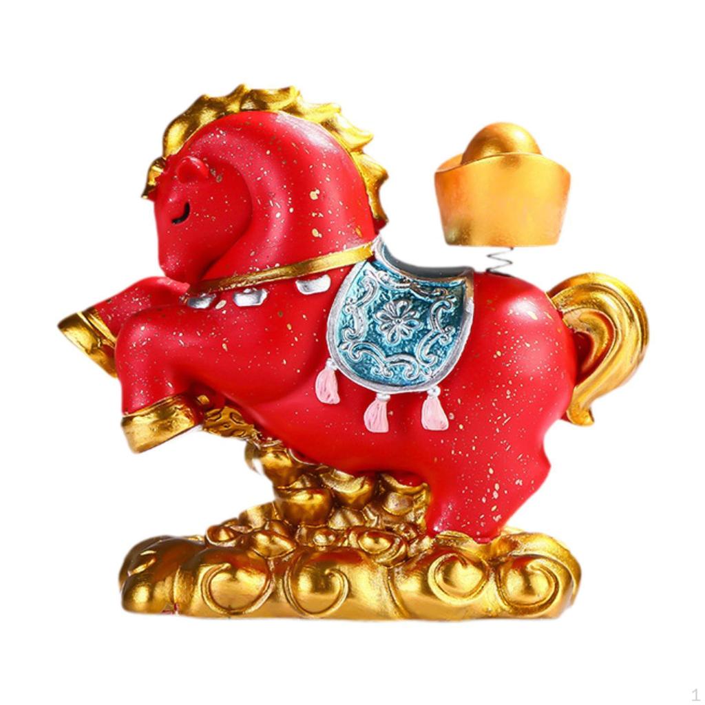 Horse Figurine Animal Sculpture Resin Fine Craftsmanship Fengshui Tabletop Decoration for
