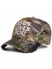 Men Camouflage Baseball Cap With Embroidered Jesus Loves You Lettering Outdoor Adjustable Hat