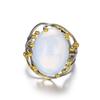 Zhenrong Women's Inlaid Moonstone-Imitation Ring, European & American Style, Plated 18K Gold Two-Tone Jewelry