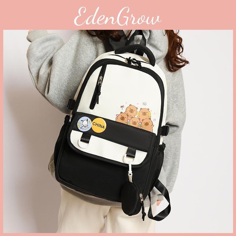 Capybara Cartoon Backpack With Breathable Nylon Material For School Kids