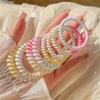 2 Stück Set Telefonkabel Scrunchies Spiralförmige Haargummis Farbverlauf Gummiband Elastisches Haarband Haarschmuck