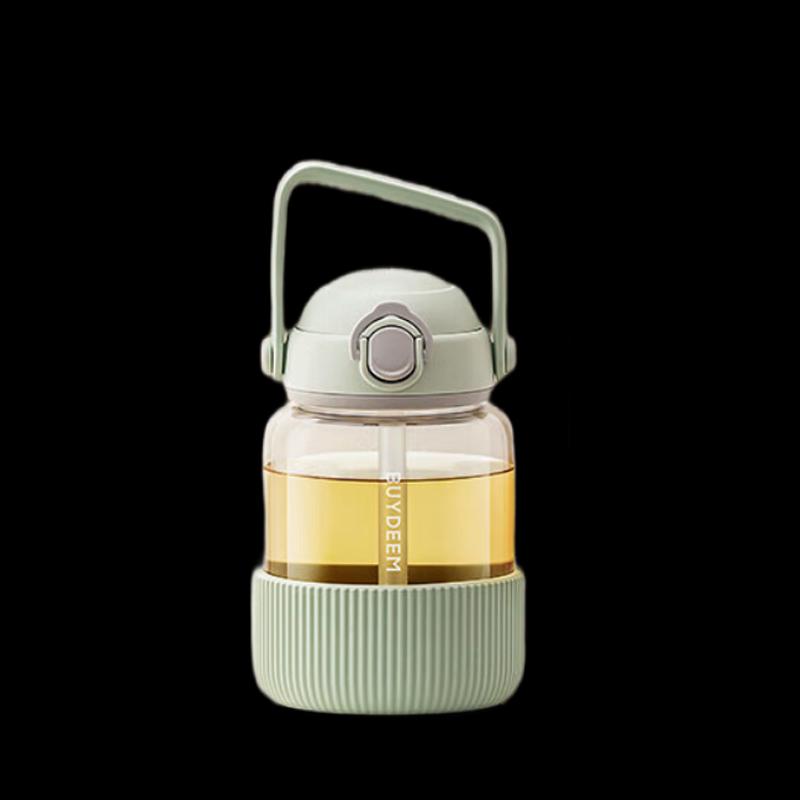 Buydeem Large Capacity Glass Water Bottle with Straw