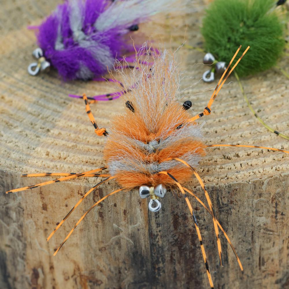 1PC/2PCS Weighted Saltwater Fishing Lure EP Crab Fly for Redfish, Striped Bass, Trout, Snook - Tungsten Eyes, UV Resin