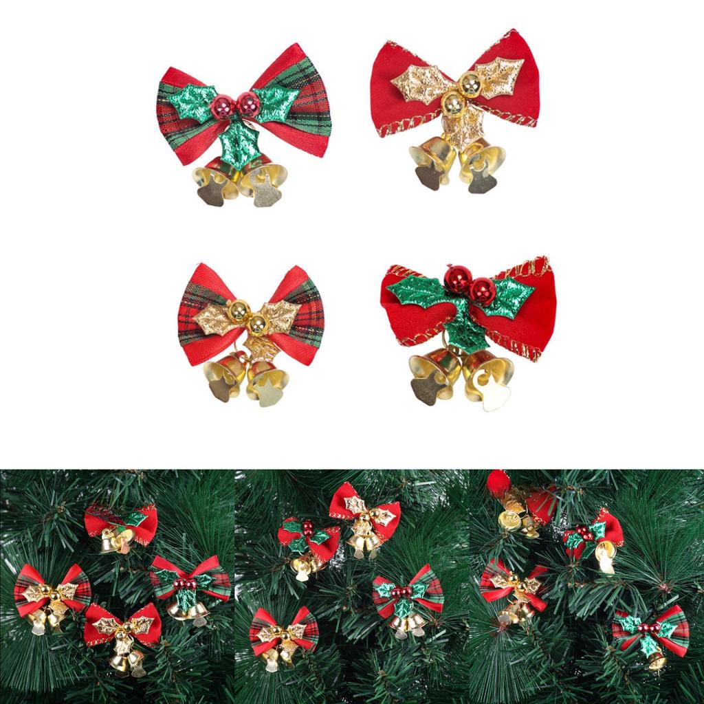 Charmant Ensemble Miniature de Cloches à Nœuds de Noël Pour Couronnes Élégantes et Décorations de Fêtes