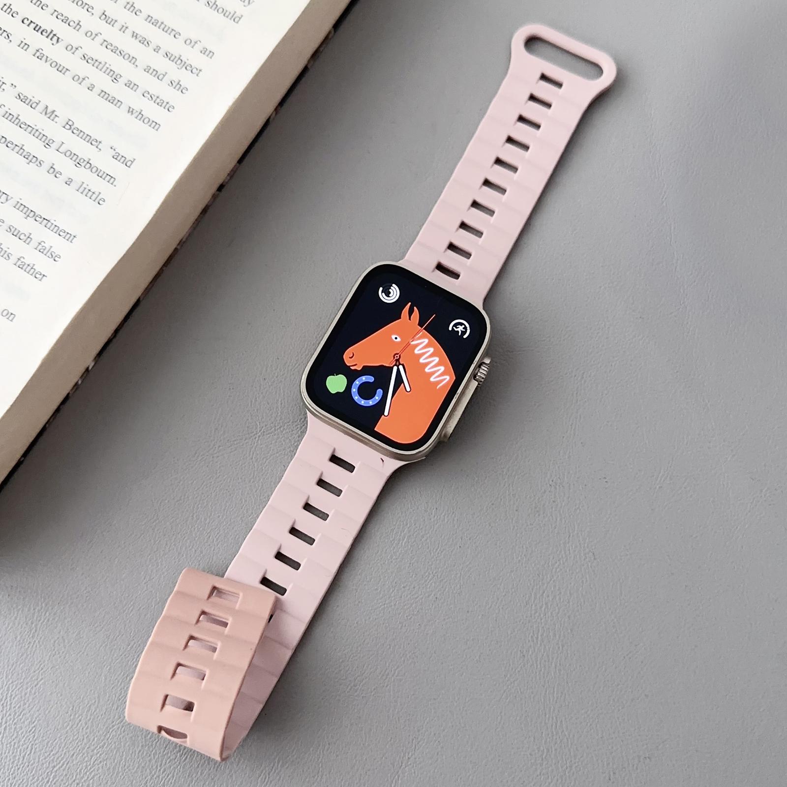 

For Apple Watch Series 10 46mm/Ultra 2 Ultra 49mm/Series 9 8 7 45mm/6 5 4 SE (2023) SE (2022) SE 44mm/3 2 1 42mm Bands Magnetic Watch Strap Pink Pink