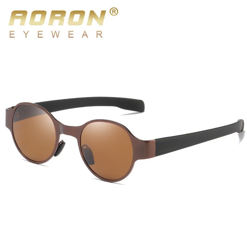 Ochelari de soare polarizați cu cadru rotund vintage AORON Design punk Accesorii de exterior Anti-orbire UV400 Ochelari de pescuit pentru conducere