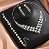 Amazon temperament luxury rhinestone pearl necklace earrings bracelet set fashionable high-end banquet party jewelry