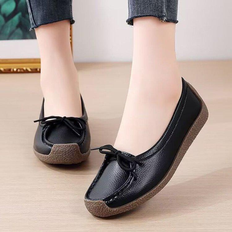New autumn soft leather Doudou shoes beef tendon sole single shoes casual flats 35 чёрный 2250₽