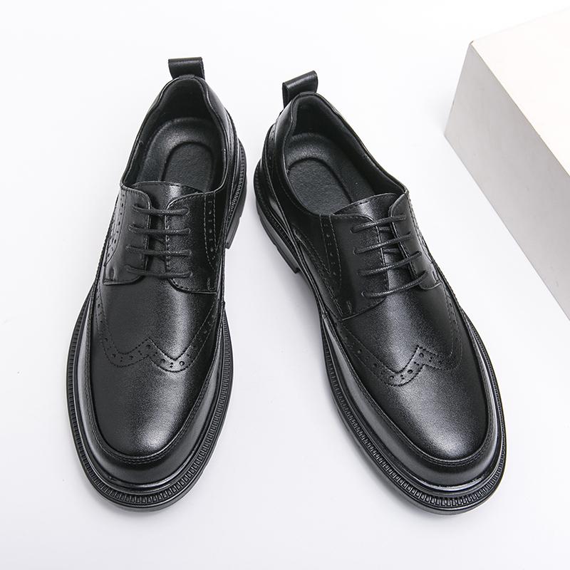 

Fashion British Style Men s Wedding Party Formal Dress Genuine Leather Shoes Classic Outdoor Antiskid Business Thick Bottom Oxford Shoes 38 чёрный