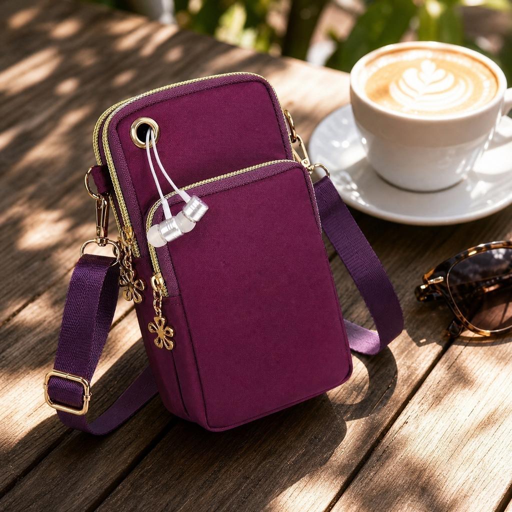 Multiple Zipper Pocket Crossbody Bag, Portable Multi-Compartment Shoulder Sling Bag for Travel, Hiking, and Everyday Use