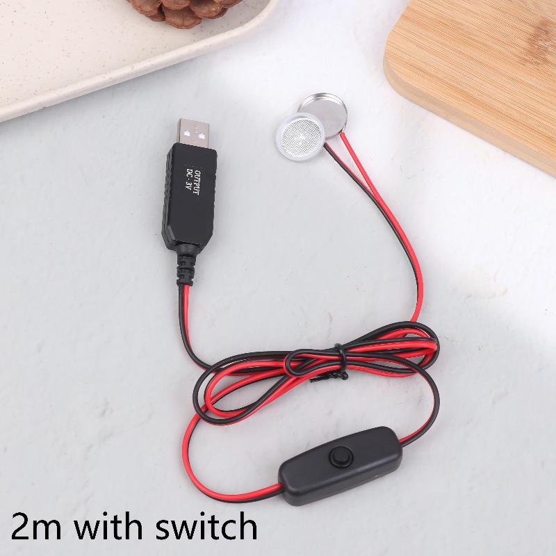 Usb To 3V Cr2032 Fake Battery Charger Cord With Switches Power Supply Cable For Watch Microphone Toy Remote