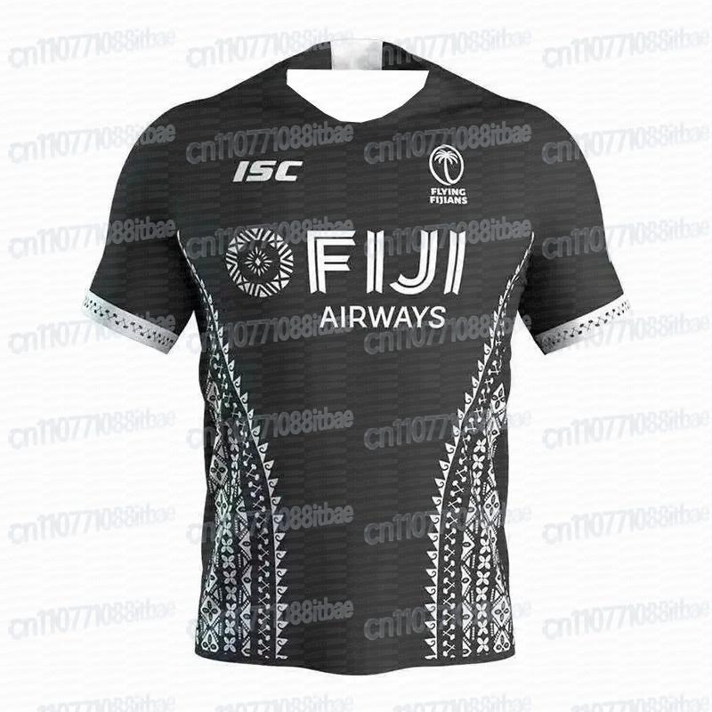 Fiji 7s Rugby Away Jersey, White Tribal 3D Printed Pattern, Breathable Quick Drying Jersey, Family and Parent-child Outfit