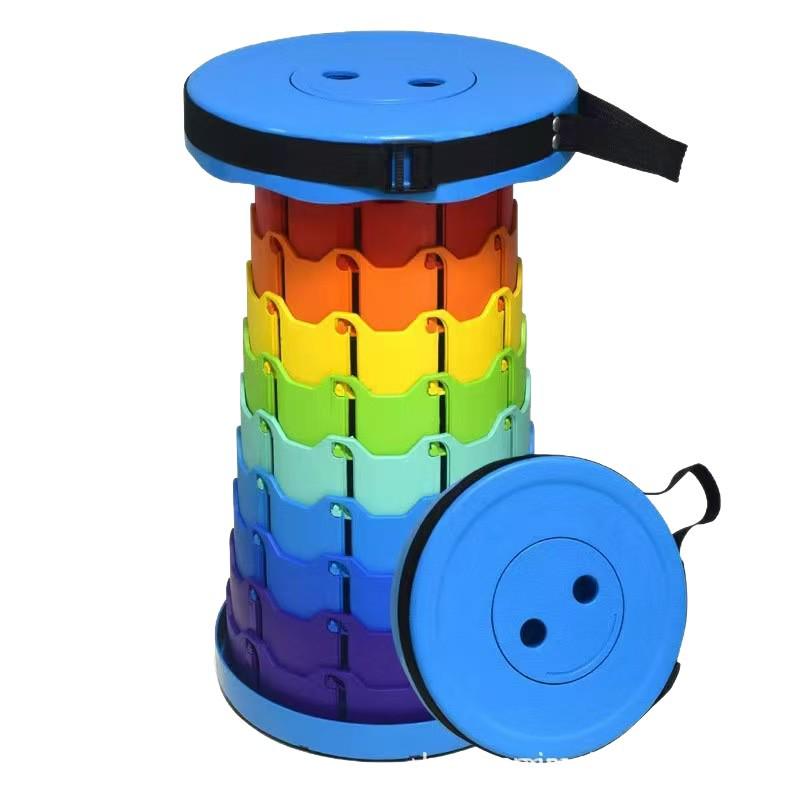 Compact Adjustable Rainbow Telescopic Folding Stool for Outdoor and Fishing