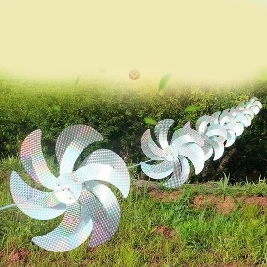 1 Set Reflektierende Windräder mit 10m Schnur Outdoor Vogelabwehr Windrad 8 Windräder Glitzerndes Gartenvogelabwehrgerät für Hof Obstgarten
