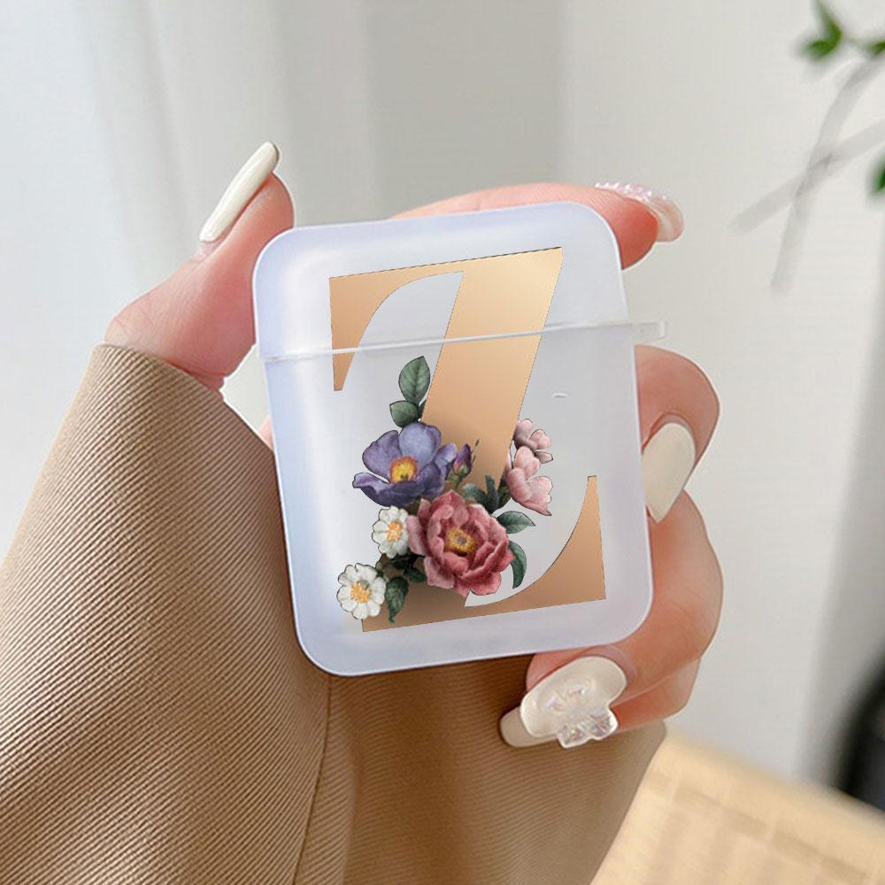Cute Gold 26 Letters A Z Earphone Case for Airpods 4th 3rd Pro 3 2 Shockproof Cover for Airpod 2 3 1 Protective Accessorie Shell
