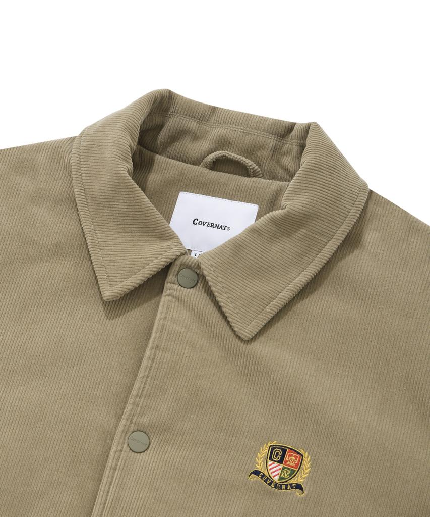 COVERNAT Preppy Corduroy Varsity Jacket Beige