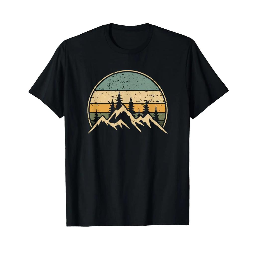 Mountain Landscape Forest Trees Nature Wildlife T Shirt Vintage Slightly Comfortable Graphic Designer Clothes Stylish