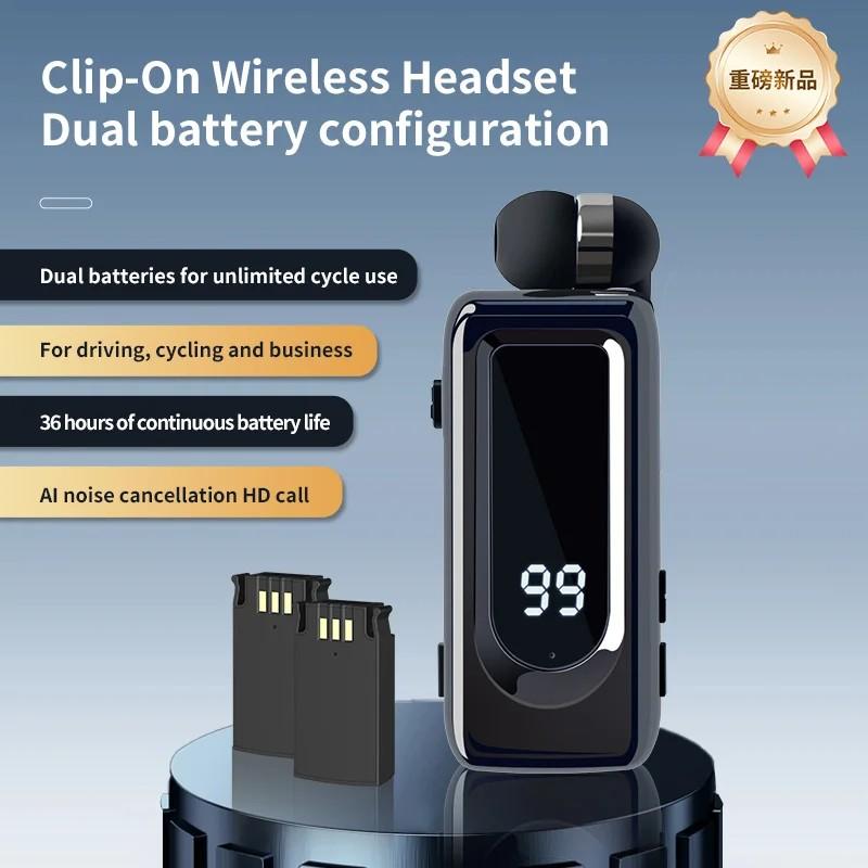 Business Bluetooth Kopfhörer mit 2 Stück austauschbaren Batterien, Geräuschunterdrückung, HD-Anrufe, Vibrationserinnerung Headset