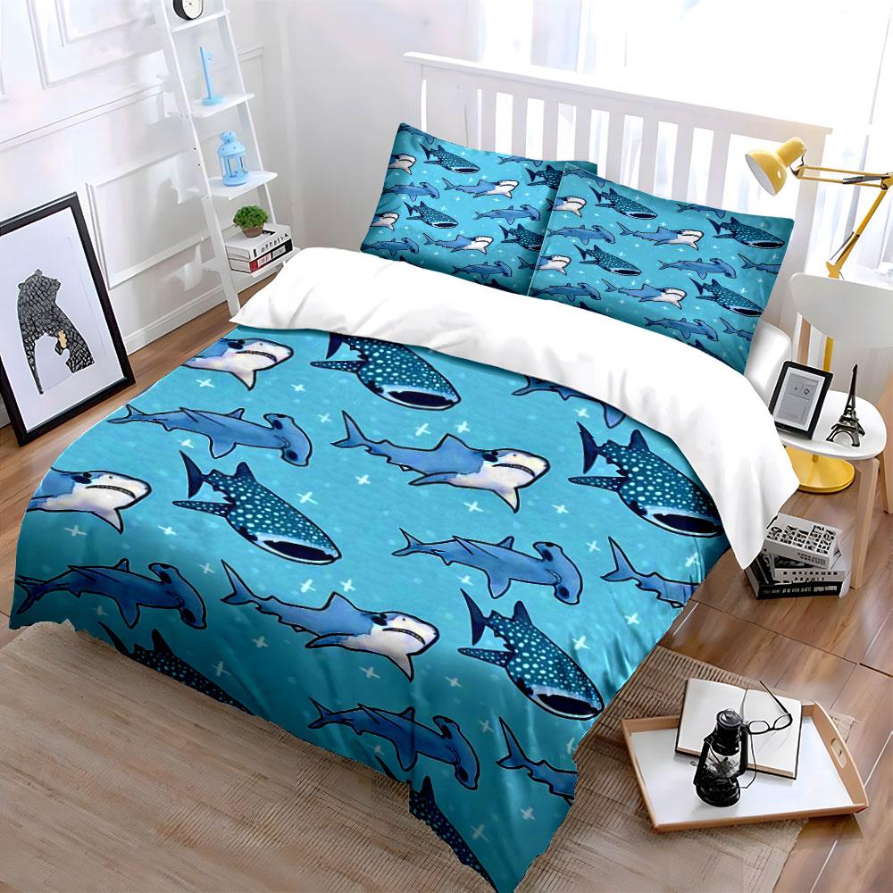 Shark Pattern Bedding Set Bedding Duvet Cover Set Duvet Cover Pillowcases (1 * Duvet Cover 2 * Pillowcases, without duvet insert)