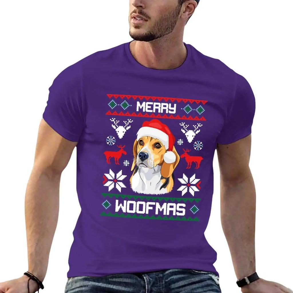 Beagle Merry Woofmas Christmas Dog Gift T-Shirt summer clothes summer tops anime clothes t shirts