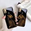 Leopard Background Black For Samsung A 31 32 A33 A34 35 14 A15 13 16 25 26 50 52 53 54 55 56 70 71 72 73 Golden Glass Phone Case