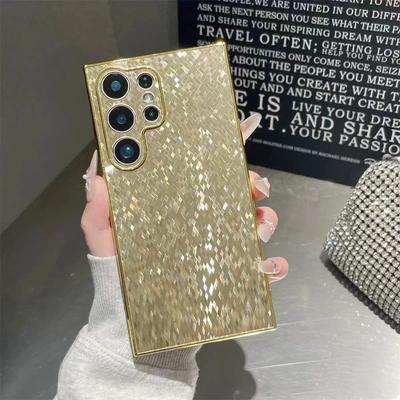 Szydełkowe Błyszczące Pokrycie Telefonu z Brokatem dla Samsung Galaxy S26 S25 S24 S23 Ultra FE Plus Klub Nocny Impreza Punkt Ogniskowy Miękka Twarda Osłona