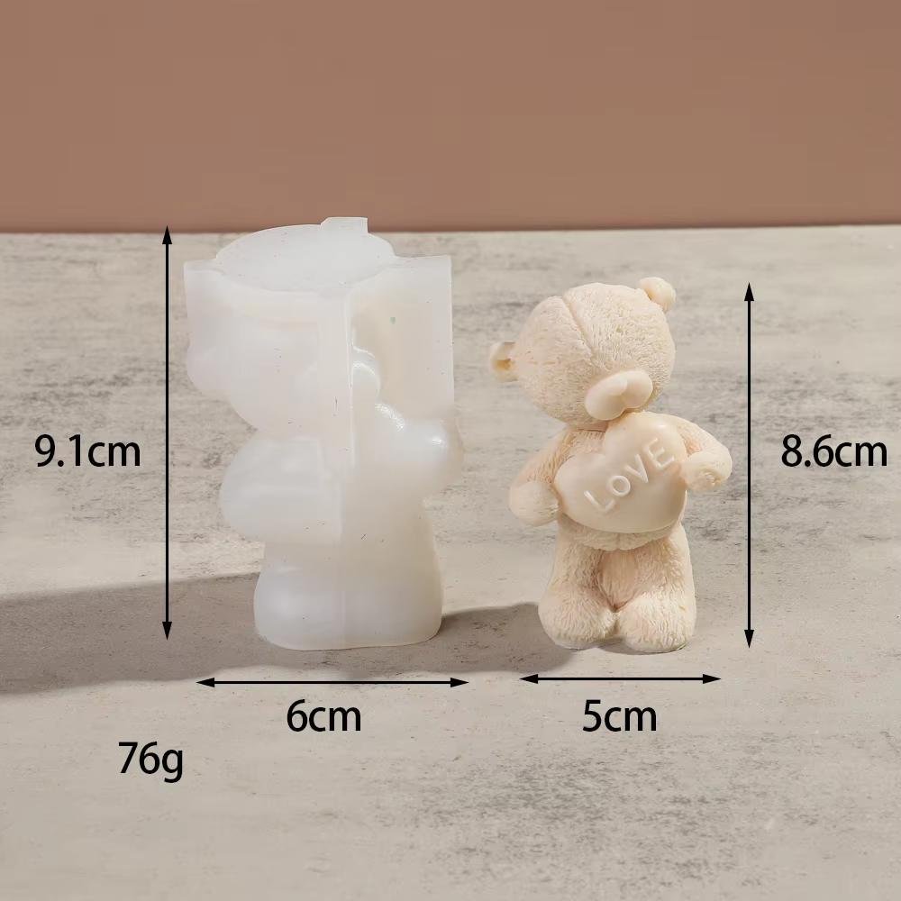 DIY New Cartoon Bear Candle Silicone Mold Bear Dad Bear Mom Aromatherapy Gypsum Pendant Cake Baking Tool Birthday Party Gift