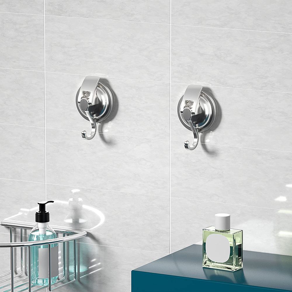 Punching Polished Easy to Install Suction Cup Hooks Chrome-Plated Organization Bathroom Shower
