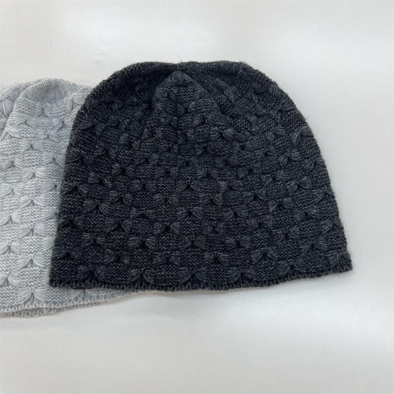 Elegant literary and artistic autumn and winter new cashmere hat hollow knitted wool hat warm bag head ear protection hat tide confinement hat