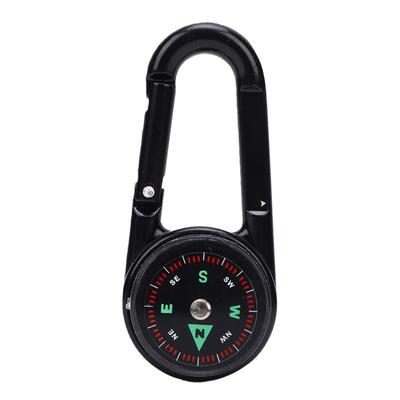 Porte-clés Boussole avec Thermomètre Intégré Petit Mousqueton de Poche Boussole à Clipser Outil de Navigation pour Sac à Dos Randonnée