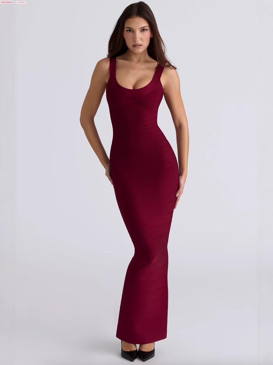 Cross-Border Women s Sleeveless Sexy Bodycon Dress - Retro Party Gown L