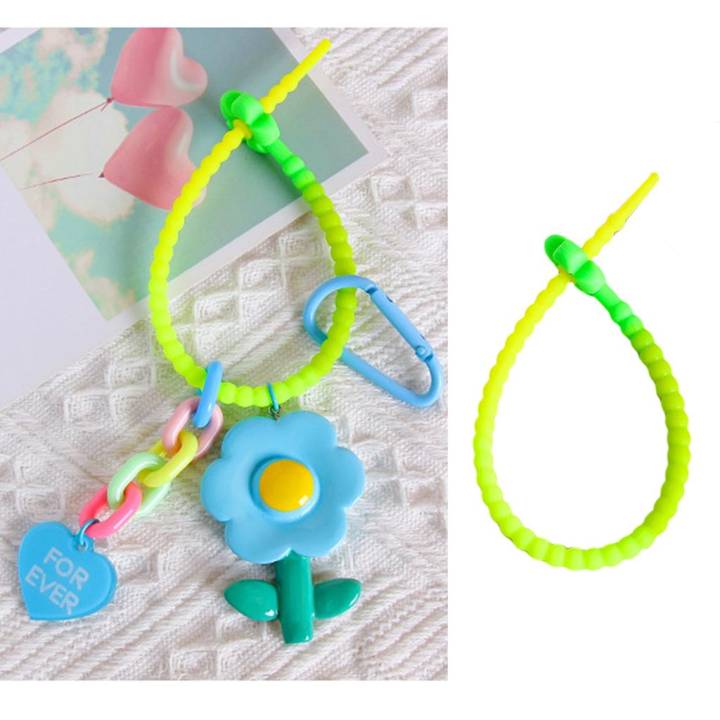 DIY Jewelry Key Chain Self-Locking Lanyard Strap Candy-Colored Little Flower Silicone Rope 25cm Dress Tags Rope