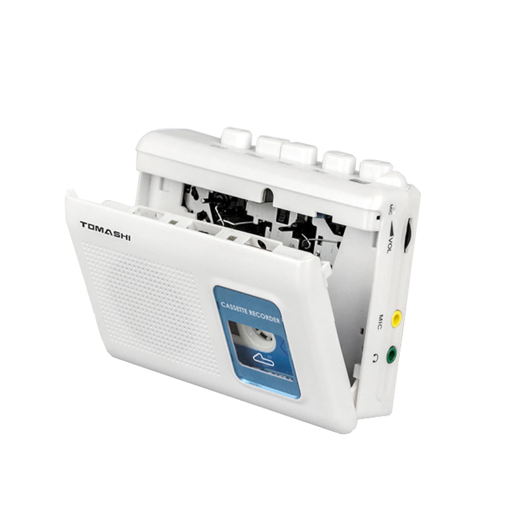 

TOMASHI Портативний касетний плеєр з навушниками x x дюймів / Магнітофон / Вокмен Вбудований динамік, Мікрофон, Гніздо, 4.5 3.5 1.37 білий