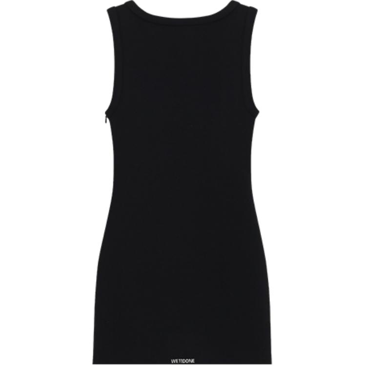 We11done Ss24 Rhinestone Detail U-Neck Solid Color Sleeveless Dress Women dresses Black WD-TO1-24-898-W-BK