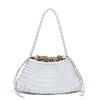 Handcrafted Woven Shoulder Crossbody Bag Simple Casual Ladies Handbag Underarm Bag Fashion Crescent Soft PU Leather Handbag