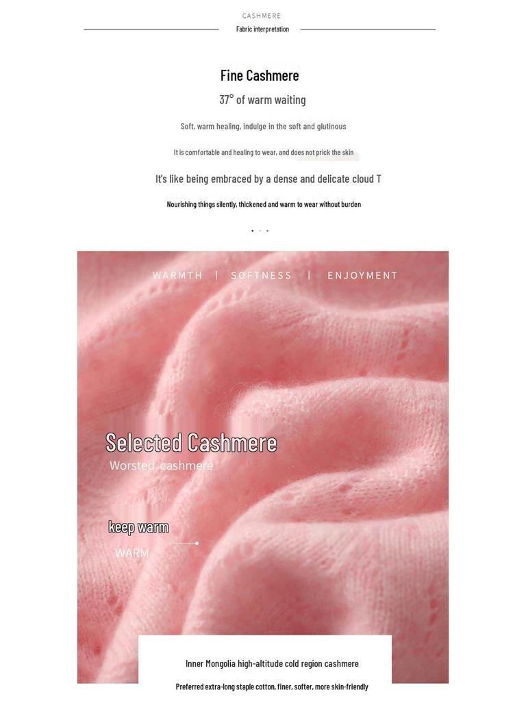Damen Weicher Reiner Kaschmir Koreanischer Stil Ausgestanzter Rosa Schal für Herbst und Winter