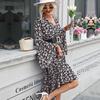 YYFS Women's Fashion Summer Spring Floral Print Long Sleeve V-Neck High Waist Casual Dresses