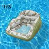 Inflatable Water Chair Pool Lounge with Cup Holder, Tropical Leaf Print Blow-up Float Holder Sofa for Adults, Swimming Party Beach Lake Essentials