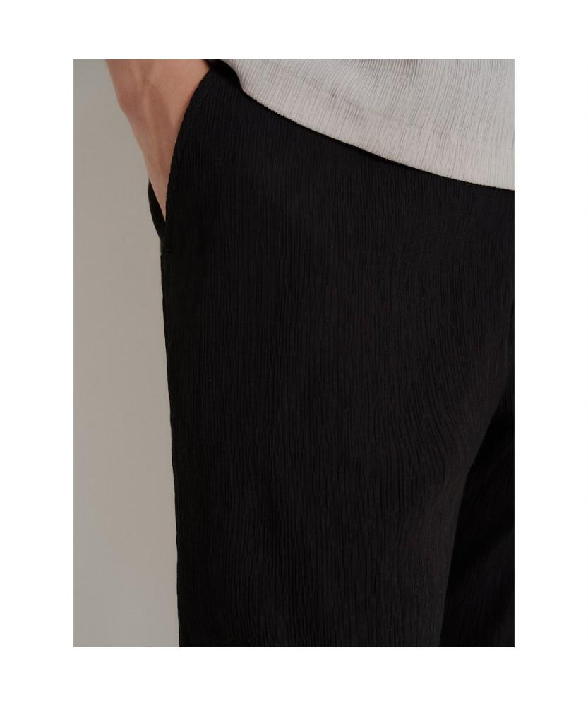 Binpolmen Crepe Elastic Waist Wide Pants Black