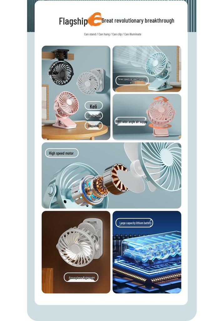 USB Rechargeable Mini Stroller Clip Fan: Portable Outdoor Fan