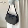Niche Style Underarm Bag Women's Oval Simple Small Handbag Fashion Bow Spring and Summer New Shoulder Bag Women