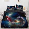 3D Galaxy King Queen Povlak na přikrývku Hvězdná obloha Ložní souprava Vesmír Povlak na přikrývku Vnější prostor Měkký 2/3ks Povlak na peřinu Tmavě modrá