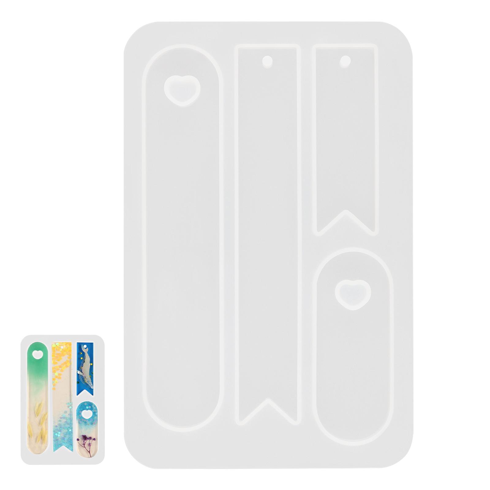 4 Styles Silicone Bookmark Mold, Reusable Mould for Epoxy Resin Casting and Handmade Bookmark Craft Projects